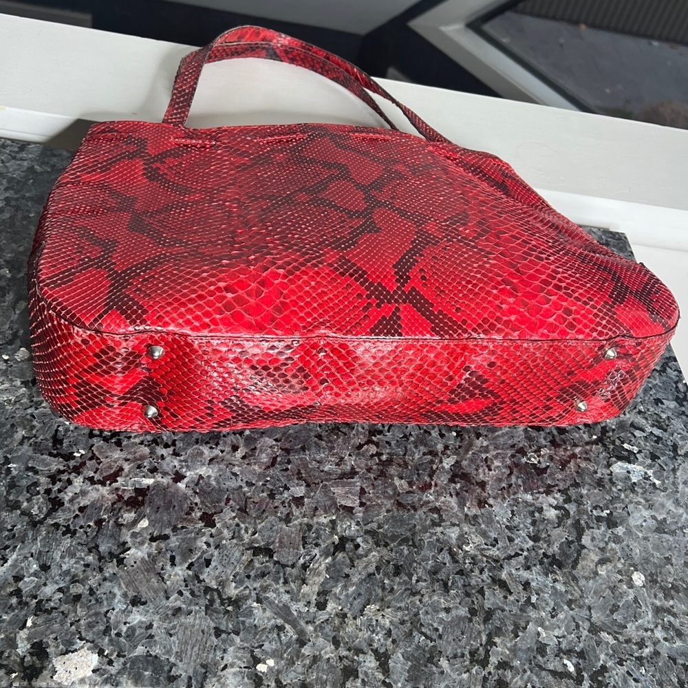 Anya Hindmarch Red And Black Python Snakeskin Sho… - image 6